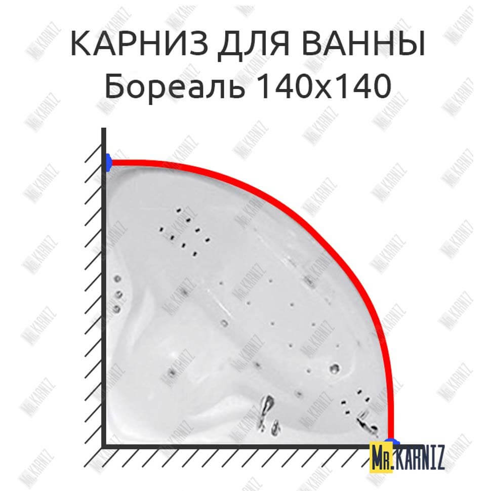 Карниз для ванны Цвет и стиль Бореаль 140х140 Усиленный 25 мм MrKARNIZ