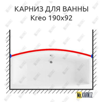 Карниз для ванны Excellent Kreo Передний борт 190х92 Усиленный 25 мм MrKARNIZ
